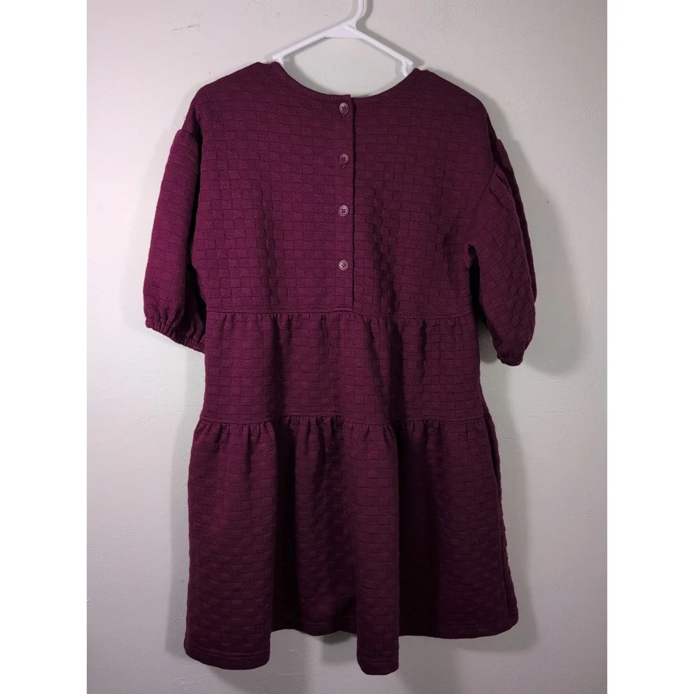 New In  Quilted Balloon Sleeve Dress‎ Purple Small New